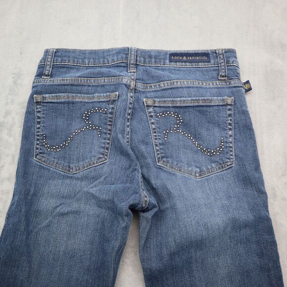 Rock & Republic Jeans Womens Berlin 6 32 Blue Pants Denim Low Rise Stretch - Picture 13 of 16